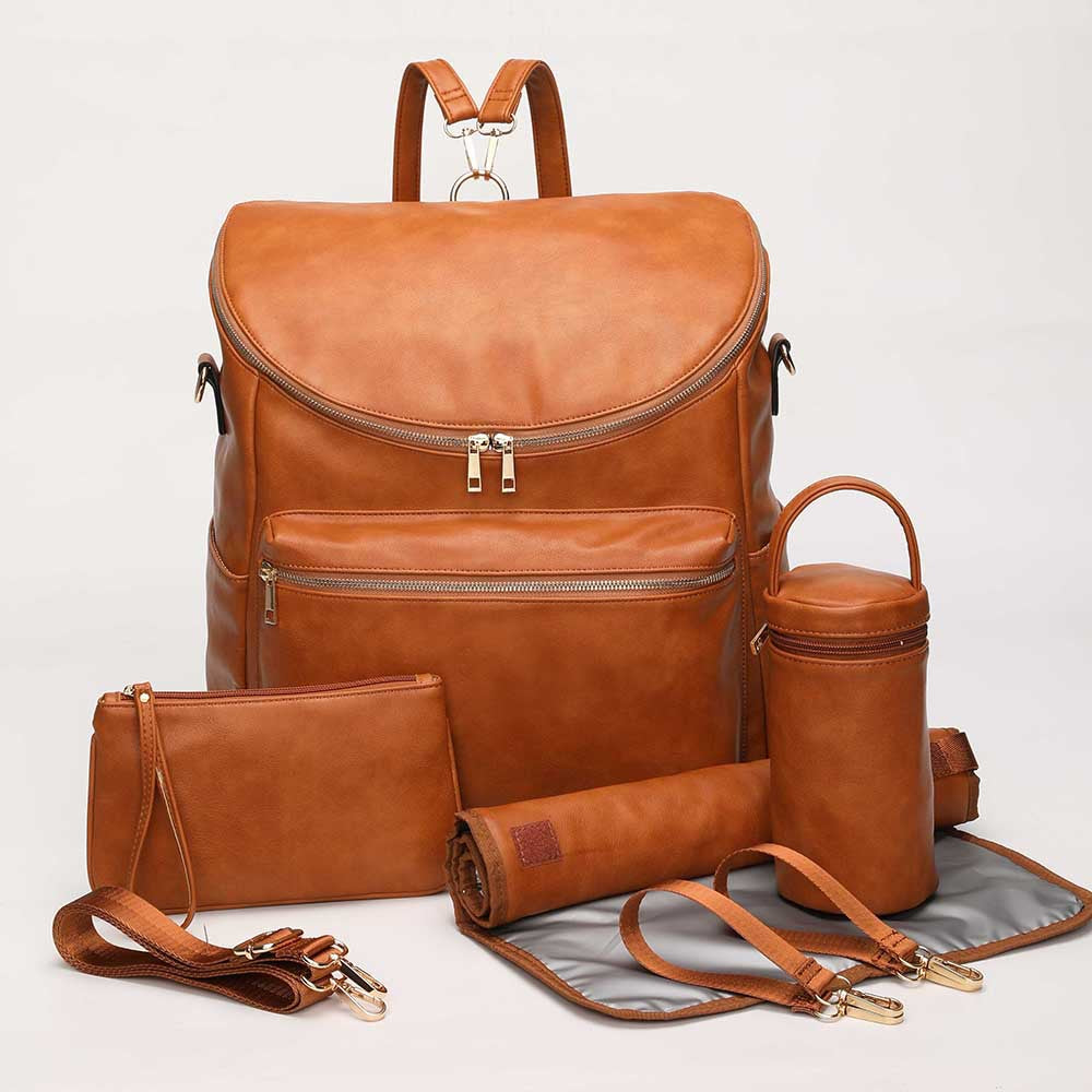 Polyvalent Leather Nappy Backpack
