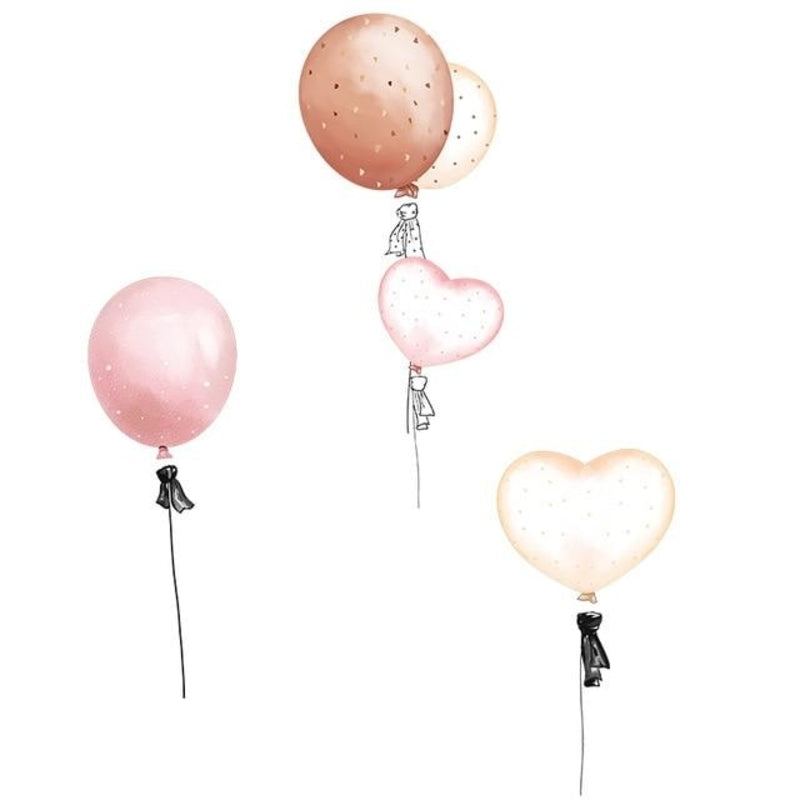 Balloons & Girl By The Moon Wall Stickers