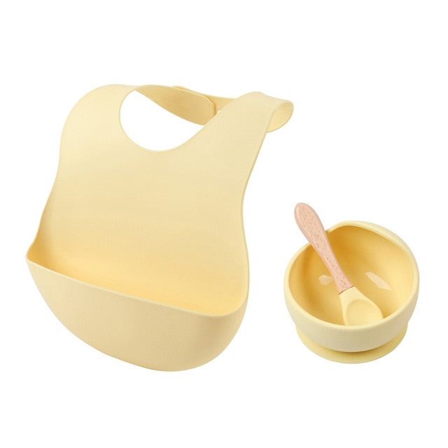 Silicone Feeding Set (3 pieces) - Bib, Suction Bowl & Spoon